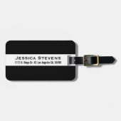 Monogramm für moderne Schwarz-Weiß-Streifen Gepäckanhänger (Vorderseite horizontal)