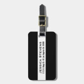 Monogramm für moderne Schwarz-Weiß-Streifen Gepäckanhänger (Vorderseite vertikal)