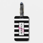 Monogramm für moderne Schwarz-Weiß-Streifen Gepäckanhänger (Rückseite vertikal)