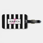 Monogramm für moderne Schwarz-Weiß-Streifen Gepäckanhänger (Rückseite horizontal)