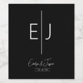 Monogramm für moderne Schwarze Namen Weinetikett (Einzelnes Label)