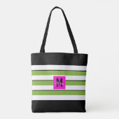 Monogramm für moderne Streifen Tasche (Rückseite)