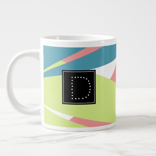 Monogramm für moderne Stripgeometrie Jumbo-Tasse (Links)