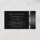 Monogramm für moderne Verzierte Schwarz-Silber-Orn Visitenkarte (Rückseite)