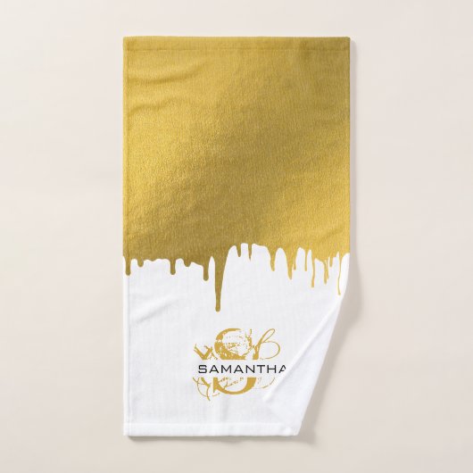 Monogramm für modische Gold-Metallic-Tropfen Badhandtuch Set (Handtuch)