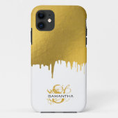 Monogramm für modische Gold-Metallic-Tropfen Case-Mate iPhone Hülle (Rückseite)