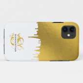 Monogramm für modische Gold-Metallic-Tropfen Case-Mate iPhone Hülle (Rückseite (Horizontal))
