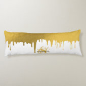 Monogramm für modische Gold-Metallic-Tropfen Seitenschläferkissen (Rückseite)