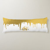 Monogramm für modische Gold-Metallic-Tropfen Seitenschläferkissen (Vorderseite)