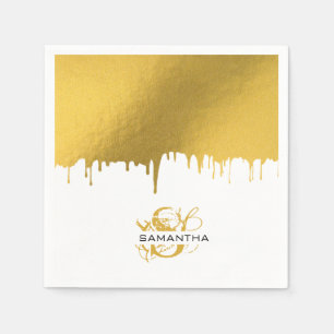 Monogramm für modische Gold-Metallic-Tropfen Serviette