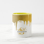 Monogramm für modische Gold-Metallic-Tropfen Zweifarbige Tasse (Mittel)