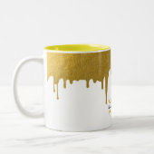 Monogramm für modische Gold-Metallic-Tropfen Zweifarbige Tasse (Links)