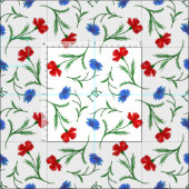 Monogramm für Mohnblumen und Kornblumen Stoff (Kachel)
