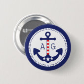 Monogramm für Nautic Anchor Patriotic Stars & Stri Button (Vorne & Hinten)