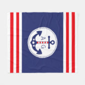 Monogramm für Nautic Anchor Patriotic Stars & Stri Fleecedecke (Vorderseite (Horizontal))