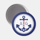 Monogramm für Nautic Anchor Patriotic Stars & Stri Magnet (Vorderseite/Rückseite)