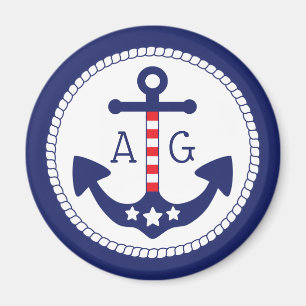 Monogramm für Nautic Anchor Patriotic Stars & Stri Magnet