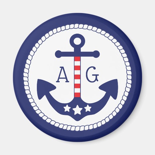 Monogramm für Nautic Anchor Patriotic Stars & Stri Magnet (Vorne)