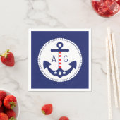 Monogramm für Nautic Anchor Patriotic Stars & Stri Serviette (Beispiel)