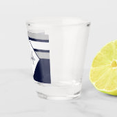 Monogramm für nautische, moderne blaugraue Streife Schnapsglas (Rechts)