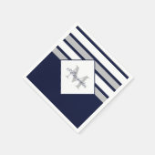 Monogramm für nautische, moderne blaugraue Streife Serviette (Ecke)