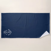 Monogramm für Navy Blue Ship Nautical Anchor & Rop Strandtuch (Vorderseite)