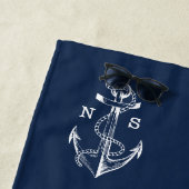 Monogramm für Navy Blue Ship Nautical Anchor & Rop Strandtuch (Beispiel)