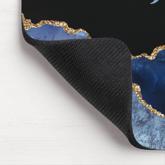 Monogramm für Navy Blue und Gold Agate Mousepad (Ecke)