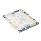 Monogramm für Navy Blue und Gold Floral Notizblock (angewinkelt)