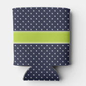 Monogramm für Navy Blue und Green Polka Dots Dosenkühler (Rückseite)