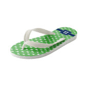 Monogramm für Navy Blue und Green Whales Square Kinderbadesandalen (Schrägansicht)