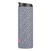 Monogramm für Navy Blue und Rosa griechischer Schl Thermosbecher (Nach rechts gedreht)