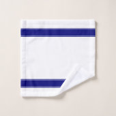 Monogramm für Navy Blue und White Minimalistisch Badhandtuch Set (Waschlappen)