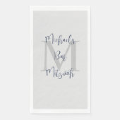 Monogramm für Navy Blue White Bar Mitzvah Name Serviette (Vorderseite)
