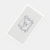 Monogramm für Navy Blue White Bar Mitzvah Name Serviette (Ecke)