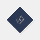 Monogramm für Navy Blue White Bar Mitzvah Name Serviette (Ecke)
