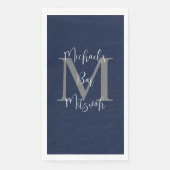 Monogramm für Navy Blue White Bar Mitzvah Name Serviette (Vorderseite)