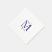 Monogramm für Navy Blue White Bar Mitzvah Name Serviette (Ecke)
