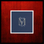 Monogramm für Navy Blue White Bar Mitzvah Name Serviette<br><div class="desc">Diese Papierserviette kann eine beliebige Hintergrundfarbe sein. Standard Hintergrund ist marineblau; Name und Event (Bar Mitzvah oder Bat Mitzvah) ist extravagant weiße Schrift,  Monogramm ist grau. "kreiere deine eigenen." Die bunte Tischdekoration des Party. Alle Rechte vorbehalten © 2024 Alan & Marcia Socolik..</div>