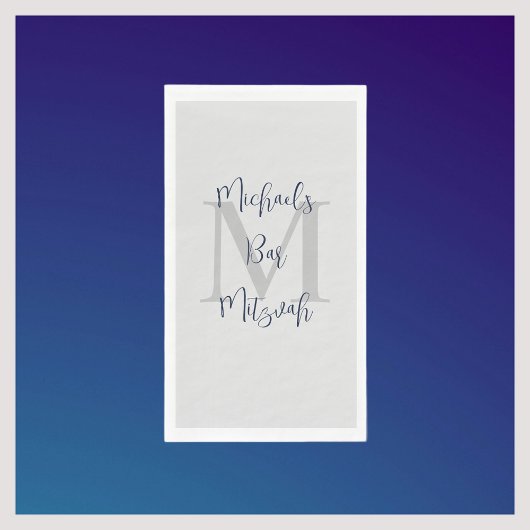 Monogramm für Navy Blue White Bar Mitzvah Name Serviette