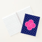 Monogramm für Navy Pink und White Quatrefolie Notizblock (Innenseite)