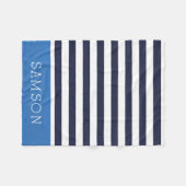 Monogramm für Navy und Blue Stripes | Editierbare Fleecedecke (Vorderseite (Horizontal))