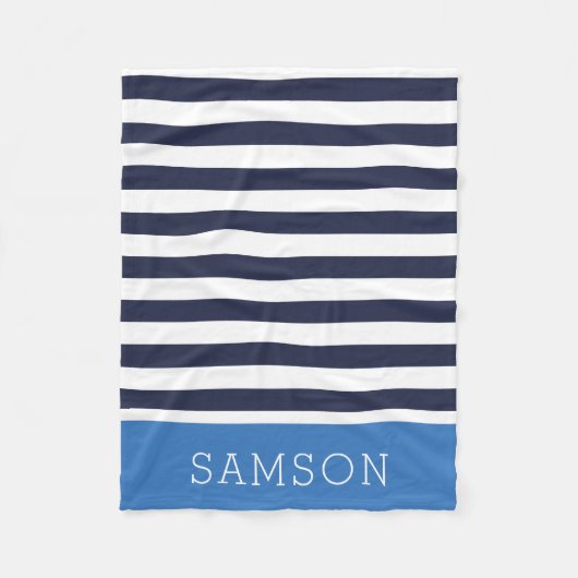 Monogramm für Navy und Blue Stripes | Editierbare Fleecedecke (Vorderseite)