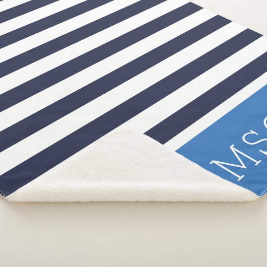 Monogramm für Navy und Blue Stripes | Editierbare  Sherpadecke (3/4)