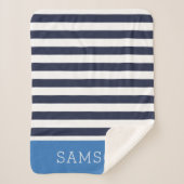 Monogramm für Navy und Blue Stripes | Editierbare  Sherpadecke (Vorderseite)
