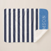 Monogramm für Navy und Blue Stripes | Editierbare  Sherpadecke (Vorderseite (Horizontal))