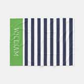 Monogramm für Navy und Green Strips | Editierbare Fleecedecke (Vorderseite (Horizontal))