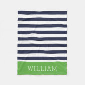 Monogramm für Navy und Green Strips | Editierbare Fleecedecke (Vorderseite)