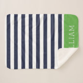 Monogramm für Navy und Green Strips | Editierbare  Sherpadecke (Vorderseite (Horizontal))