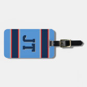 Monogramm für Navy und Light Blue-Sport-Streifen Gepäckanhänger (Vorderseite horizontal)